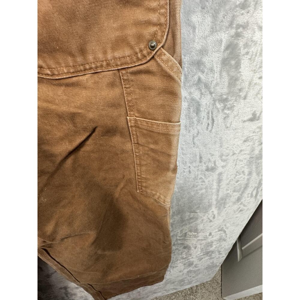 Carhartt Overalls Mens 34x30 Brown Duck Canvas Bib Workwear Construction R06 - Picture 5 of 9